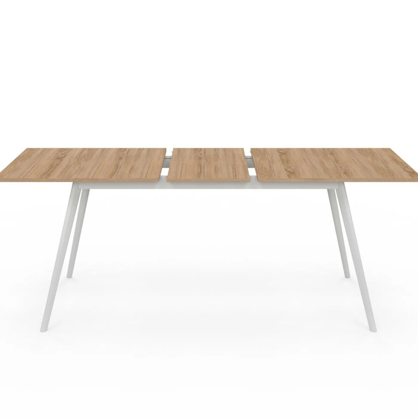 Table extensible scandinave plateau bois pieds blancs 160-200cm