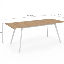 Table extensible scandinave plateau bois pieds blancs 160-200cm