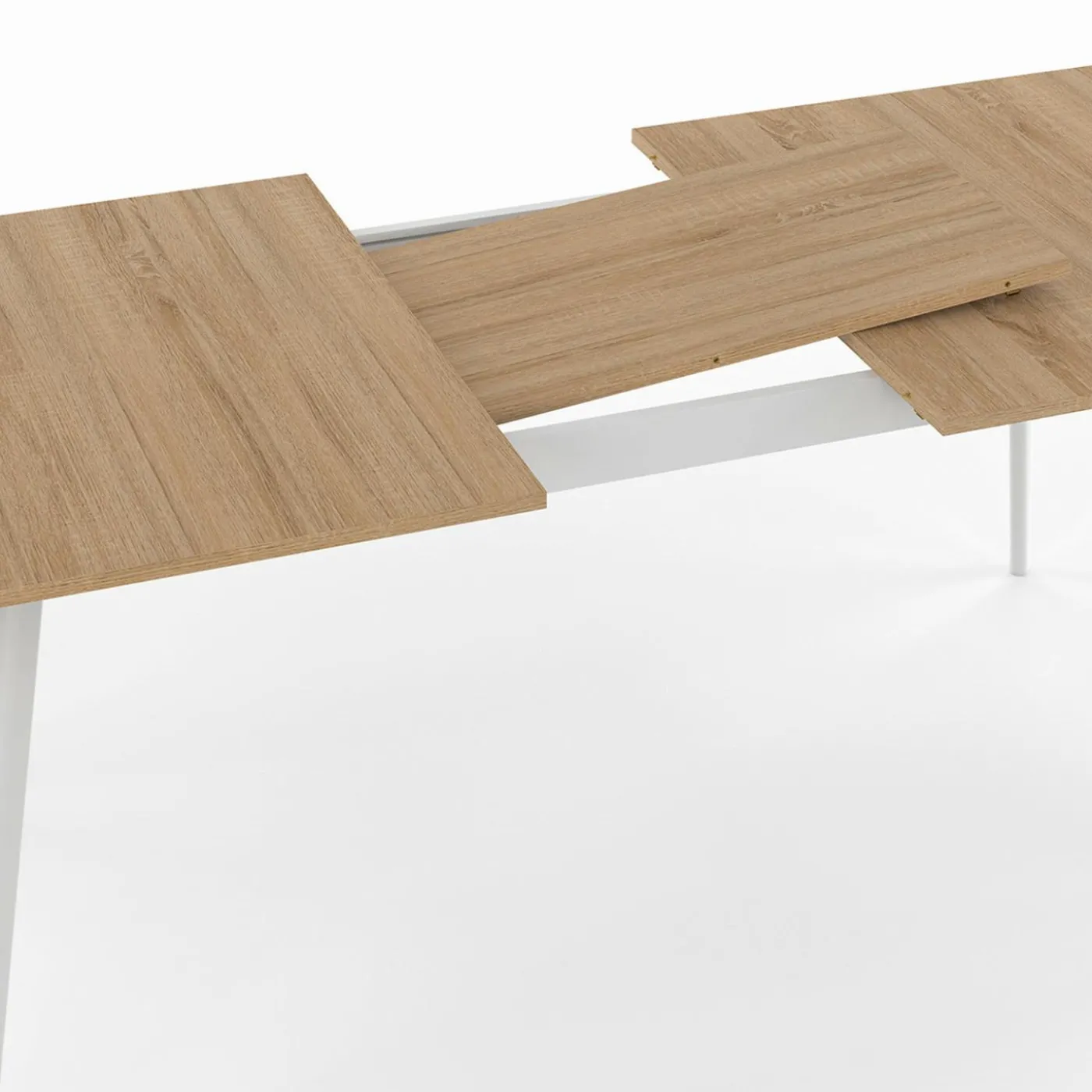 Table extensible scandinave plateau bois pieds blancs 160-200cm
