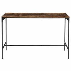 Table haute avec 6 tabourets bois effet vieilli