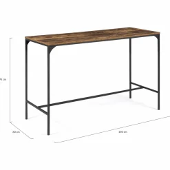 Table haute avec 6 tabourets bois effet vieilli