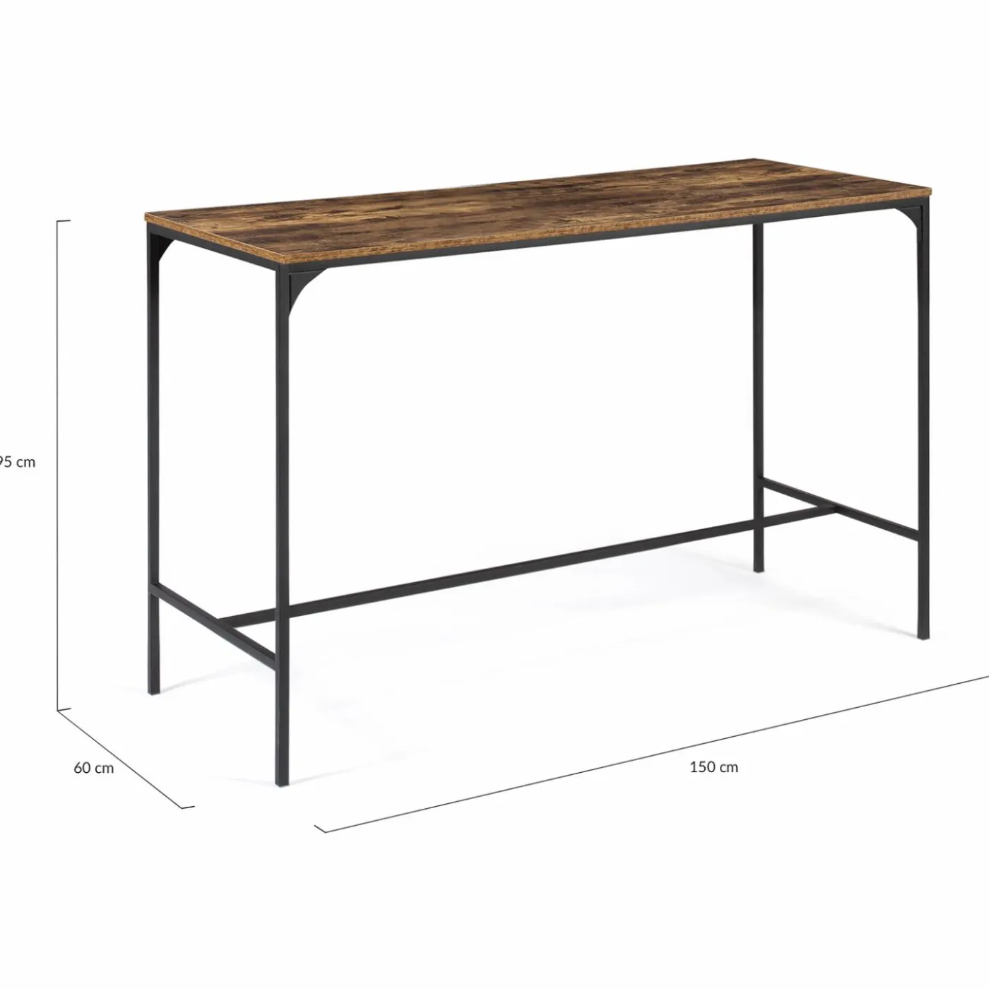 Table haute avec 6 tabourets bois effet vieilli