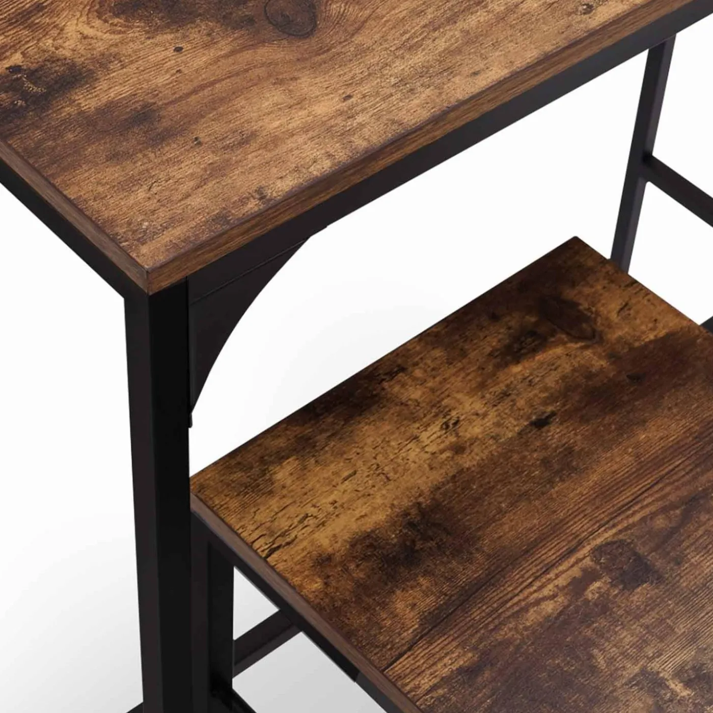 Table haute avec 4 tabourets bois effet vieilli