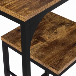Table haute avec 2 tabourets bois effet vieilli