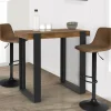 Table haute de bar bois foncé effet vieilli et noir 113 cm