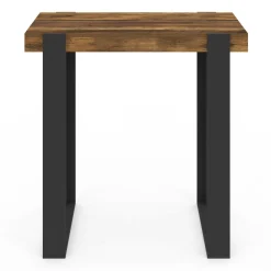 Table haute de bar bois foncé effet vieilli et noir 113 cm