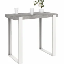 Table haute de bar effet béton et blanc 113 cm