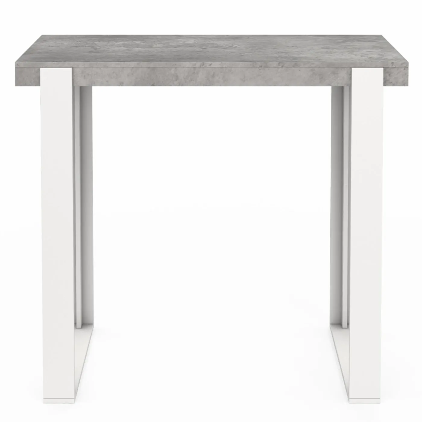 Table haute de bar effet béton et blanc 113 cm