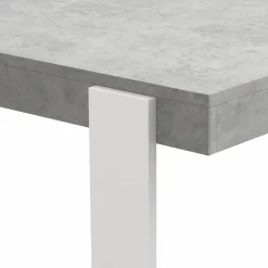 Table haute de bar effet béton et blanc 113 cm