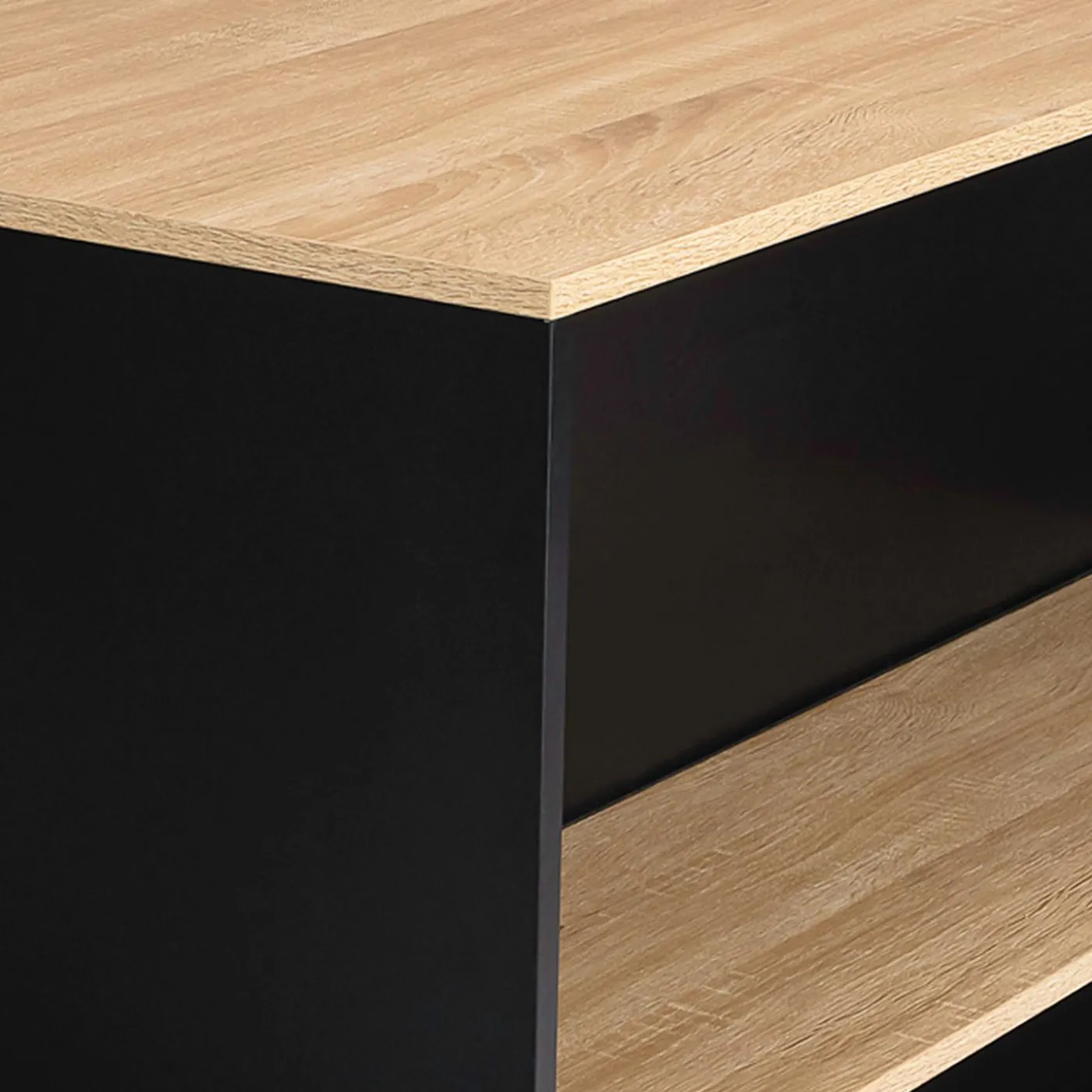 Table haute îlot de cuisine noir et bois