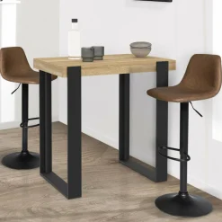 Table haute mange debout noir et bois 113 cm