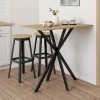 Table haute mange debout recangulaire bois et métal noir pied araignée 100 cm