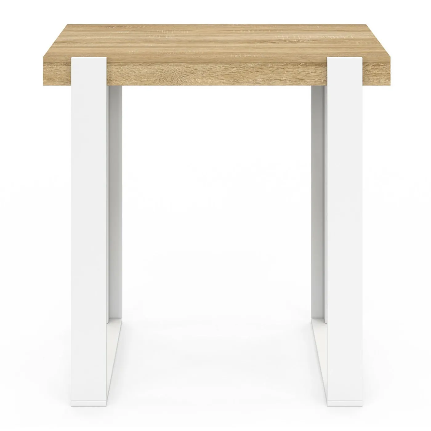 Table haute mange-debout blanc et bois 90 cm