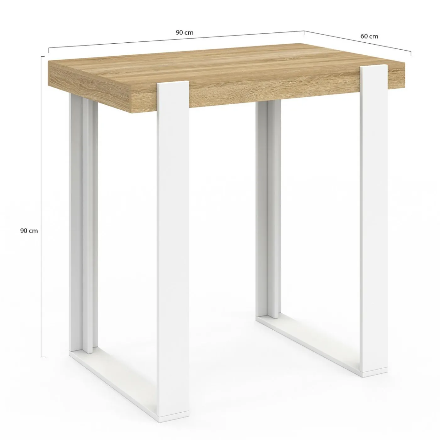 Table haute mange-debout blanc et bois 90 cm