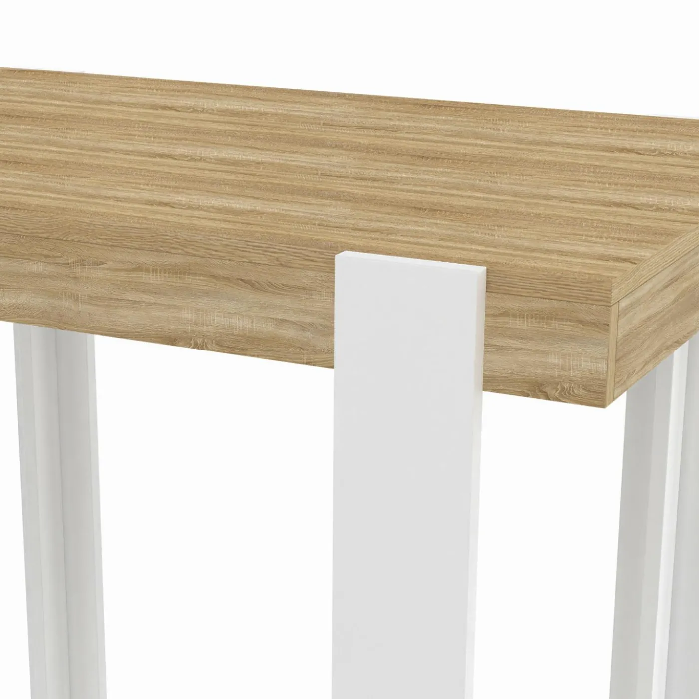 Table haute mange-debout blanc et bois 90 cm