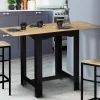 Table haute mange-debout extensible noire et bois