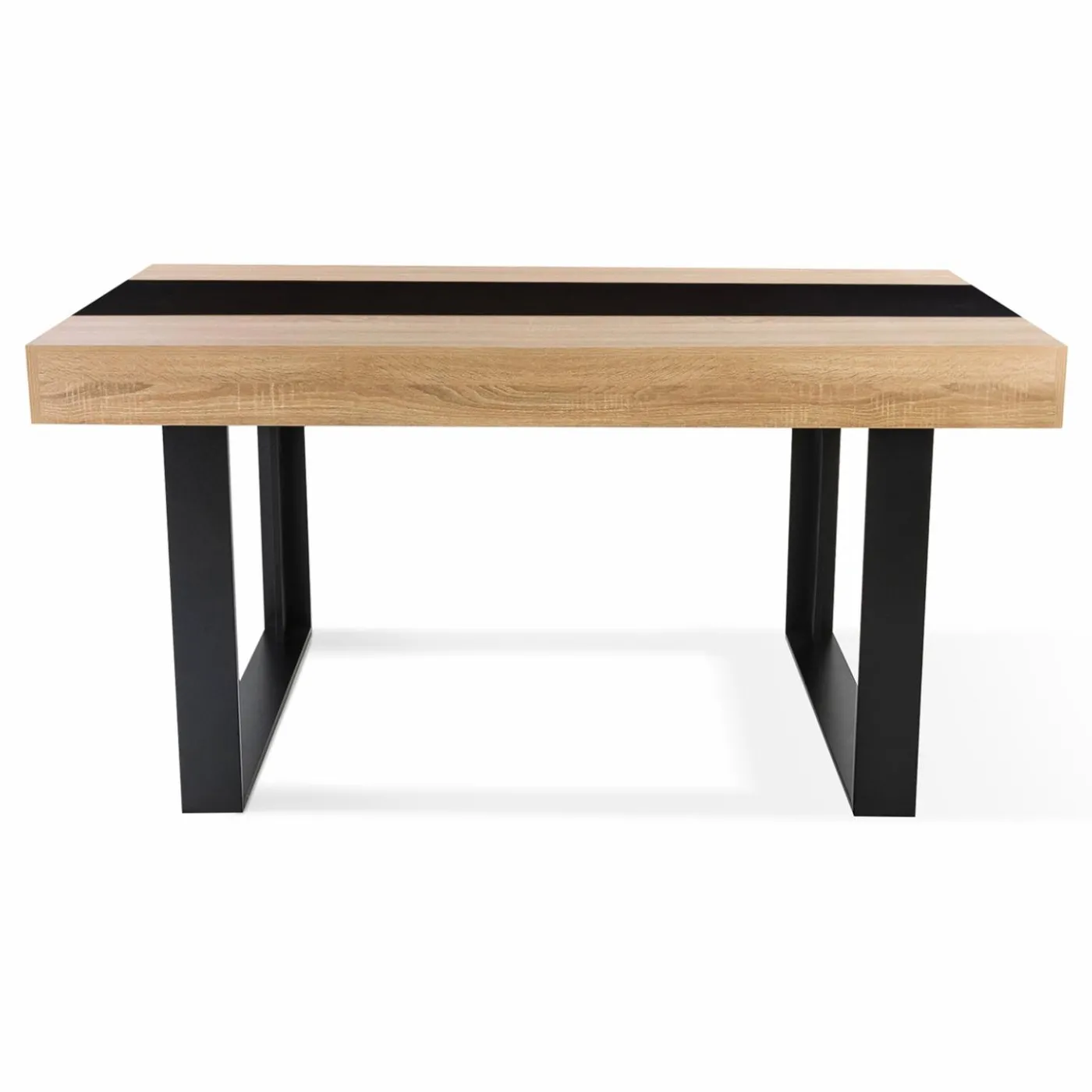 Table industrielle bois et noire 6 personnes 160 cm