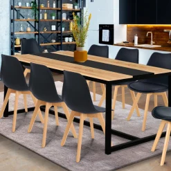 Table industrielle bois et métal 8 personnes 180 cm