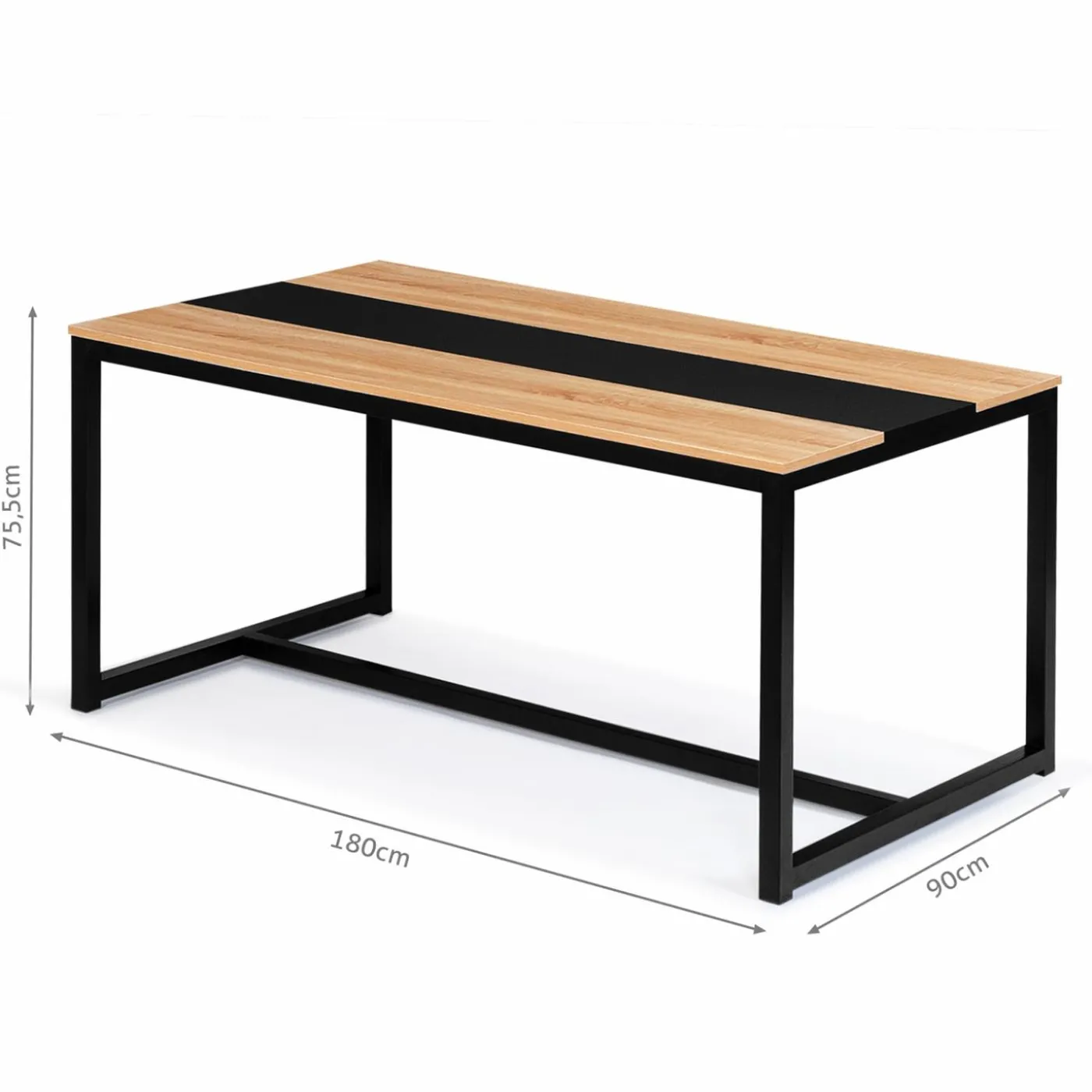 Table industrielle bois et métal 8 personnes 180 cm