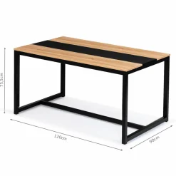 Table industrielle bois et métal 6 personnes 120 cm