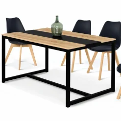 Table industrielle bois et métal 8 personnes 150 cm