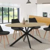 Table industrielle 8 personnes ovale bois et pied araignée noir 150 cm