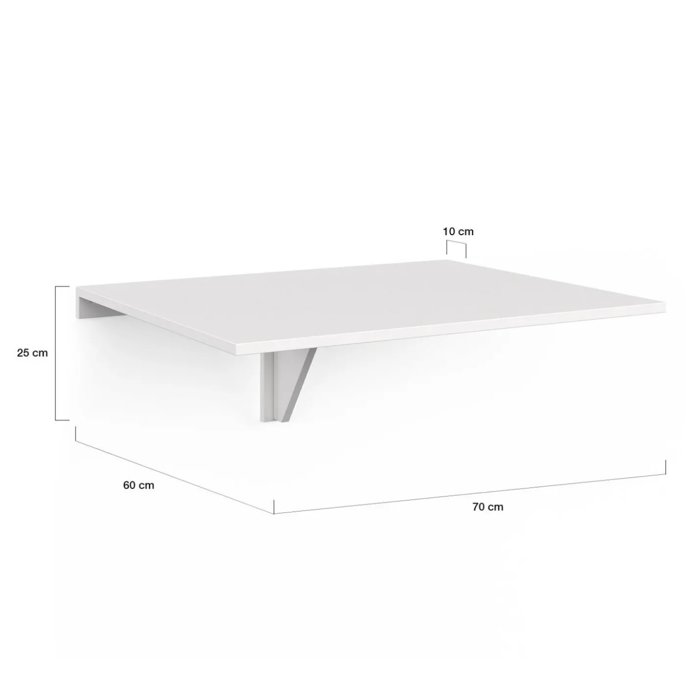 Table murale rabattable bois blanc 2 personnes L.70cm