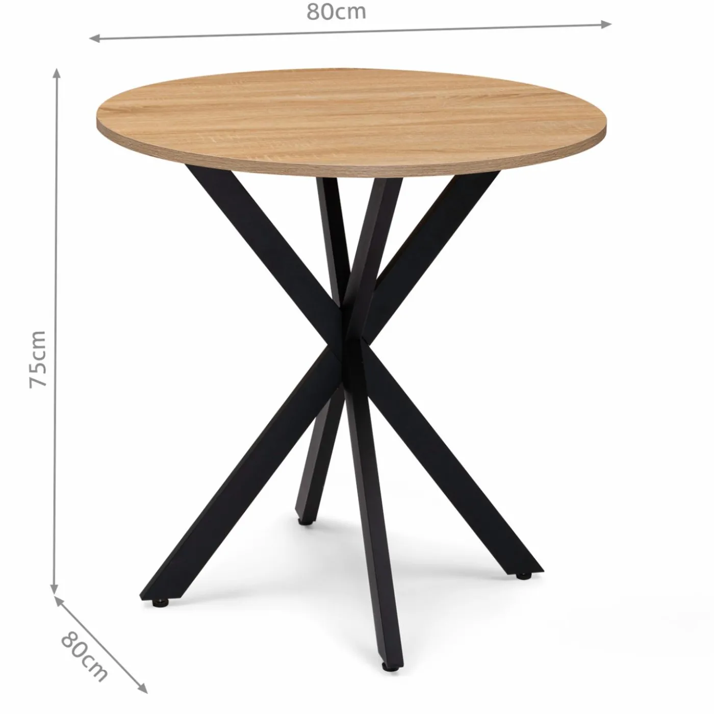 Table pied araignée ronde bois et métal noir 80 cm