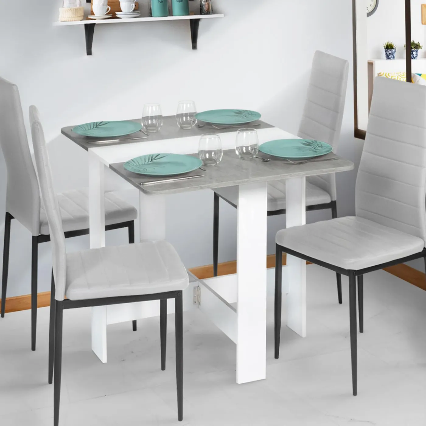 Table pliante design blanche et grise
