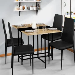 Table pliante industrielle bois et métal noir 2-4 personnes