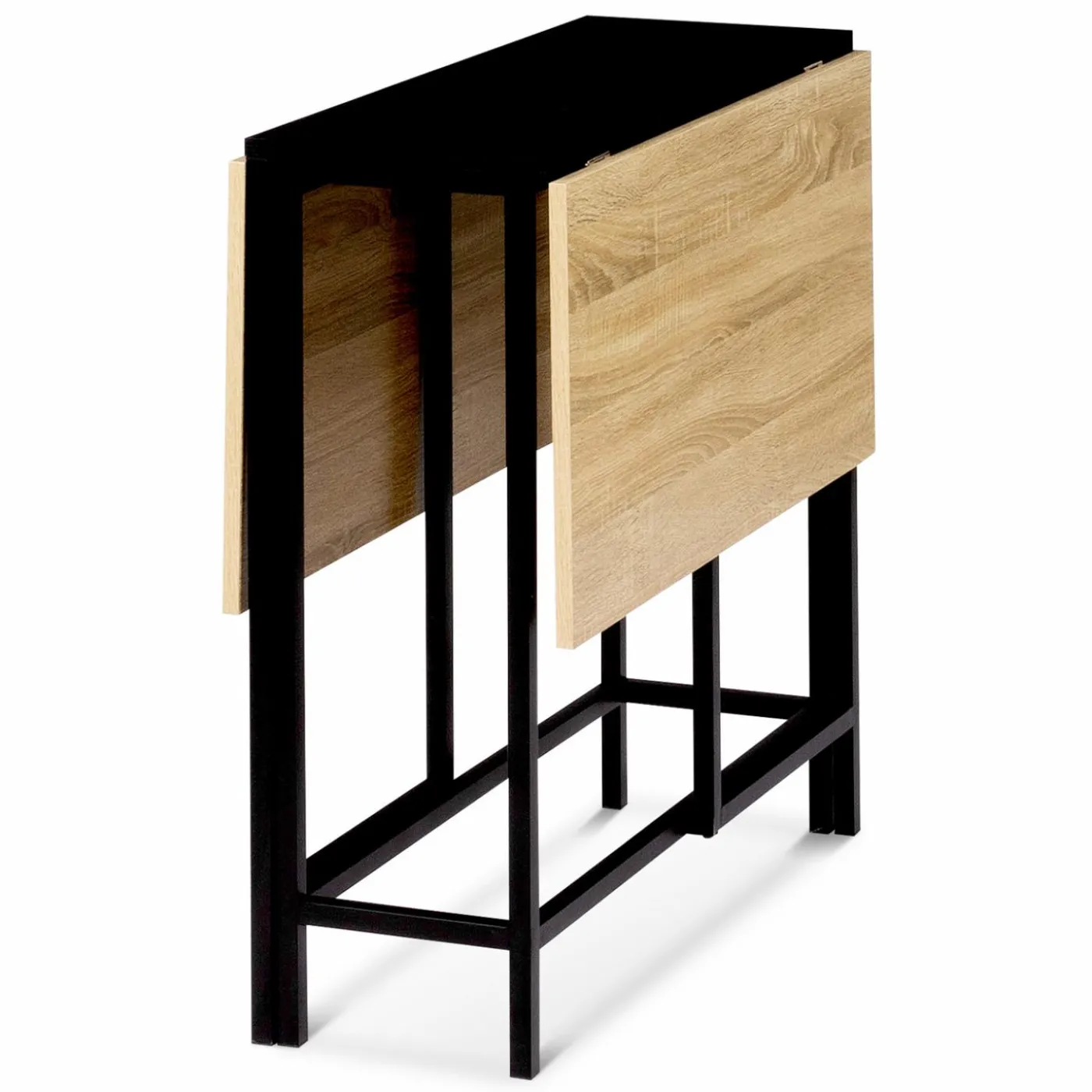 Table pliante industrielle bois et métal noir 2-4 personnes
