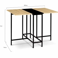 Table pliante industrielle bois et métal noir 2-4 personnes
