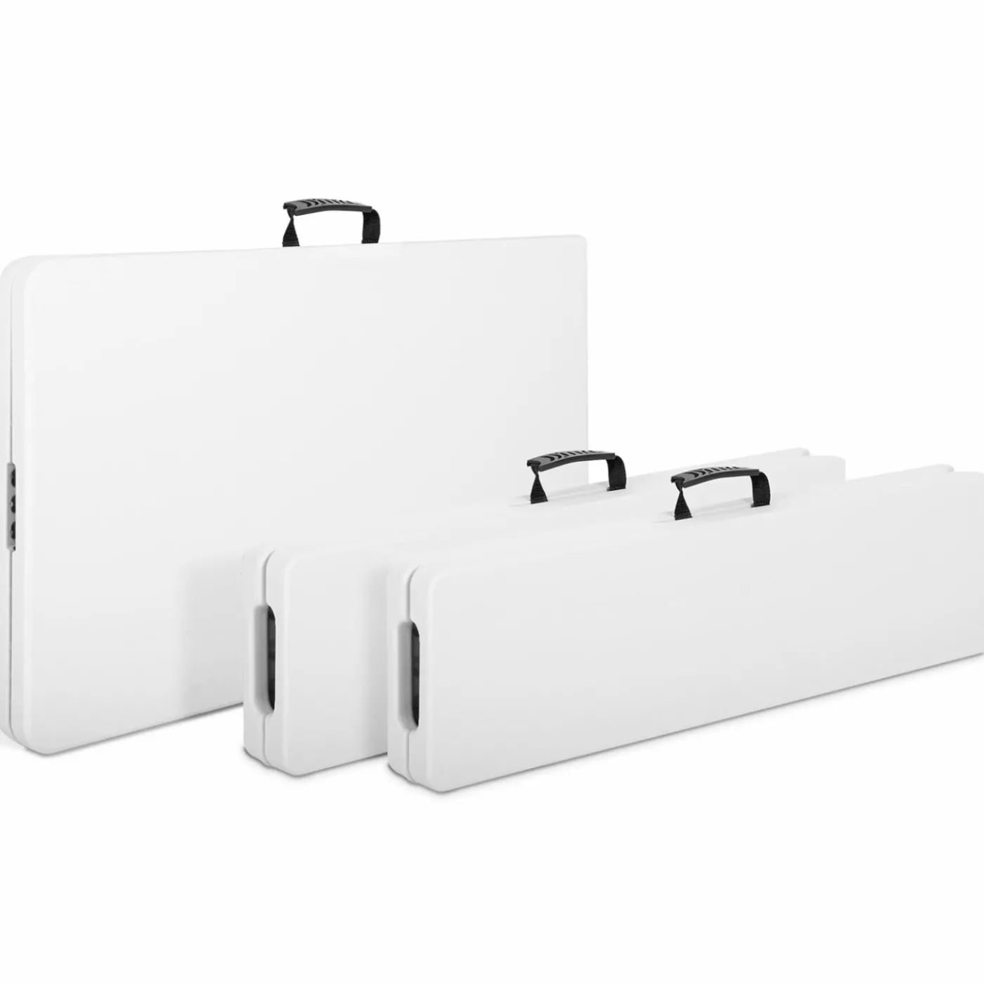 Table pliante portable blanche 1m80 et 2 bancs pliables