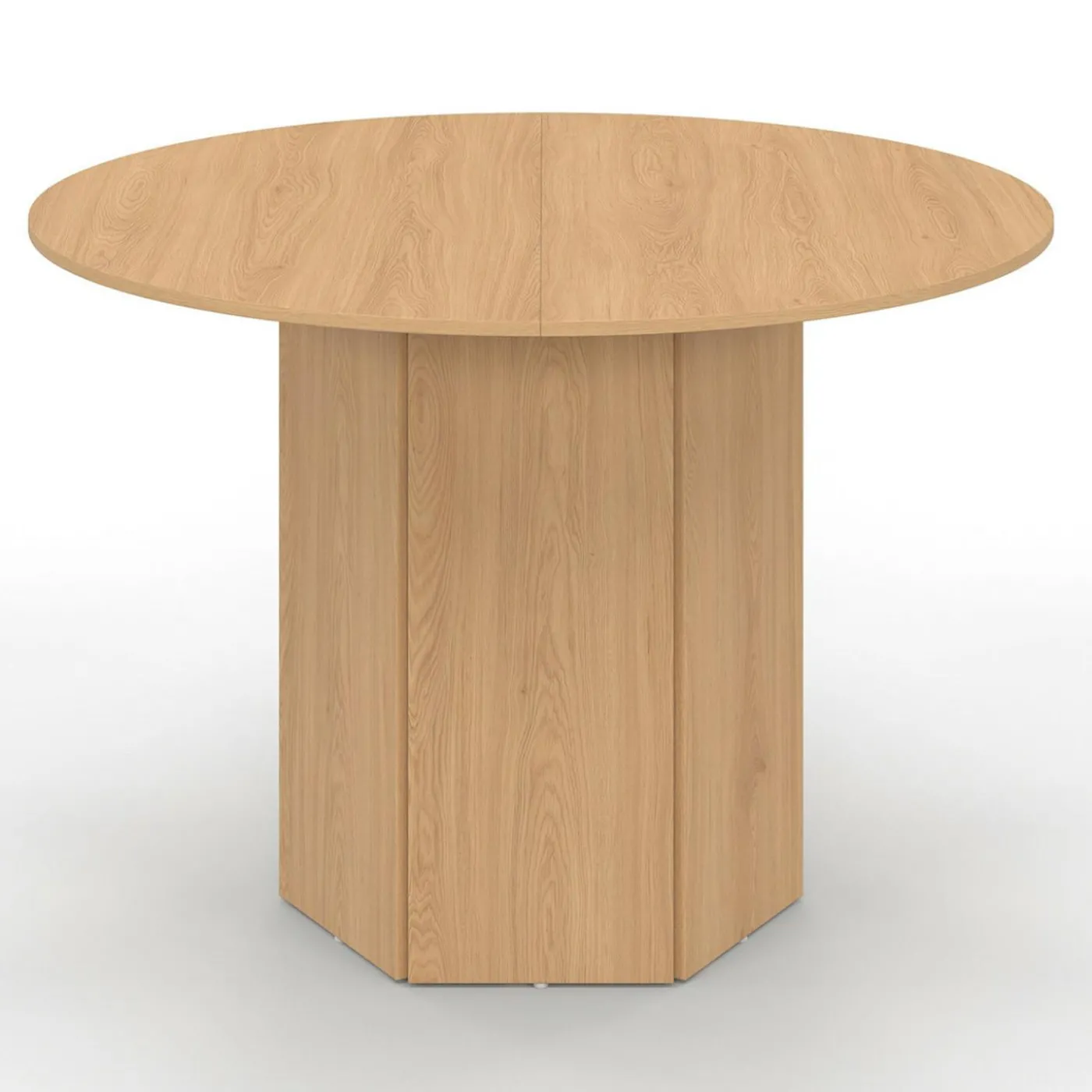 Table ronde 6 personnes bois effet hêtre 110 cm pied hexagonal