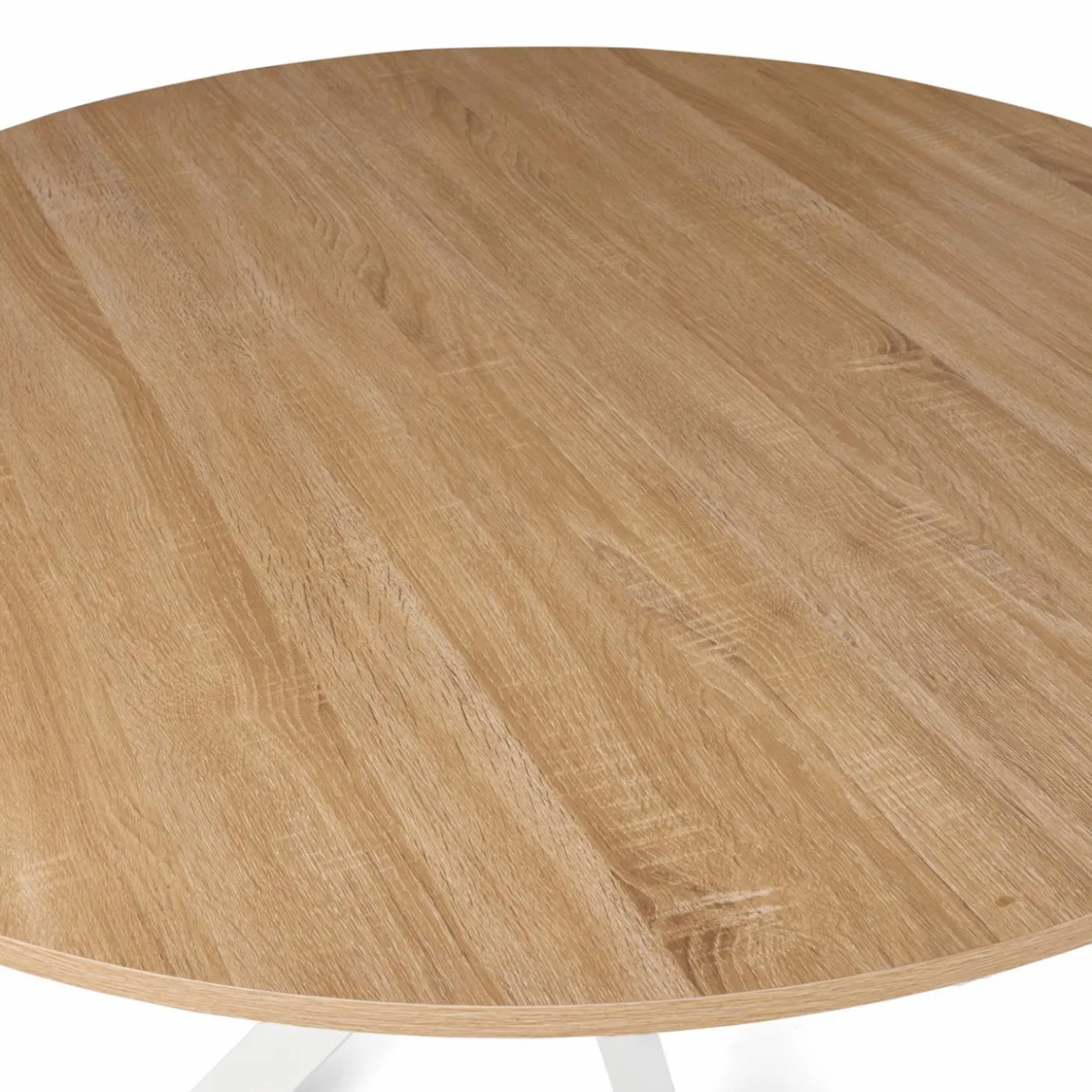 Table ronde bois et blanche 6 personnes industrielle