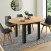 Table ronde extensible 4-8 personnes noir et bois