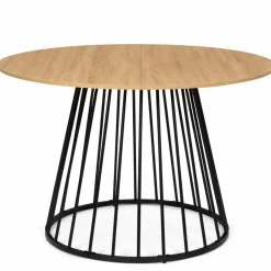 Table ronde pied filaire bois et noir 6 personnes