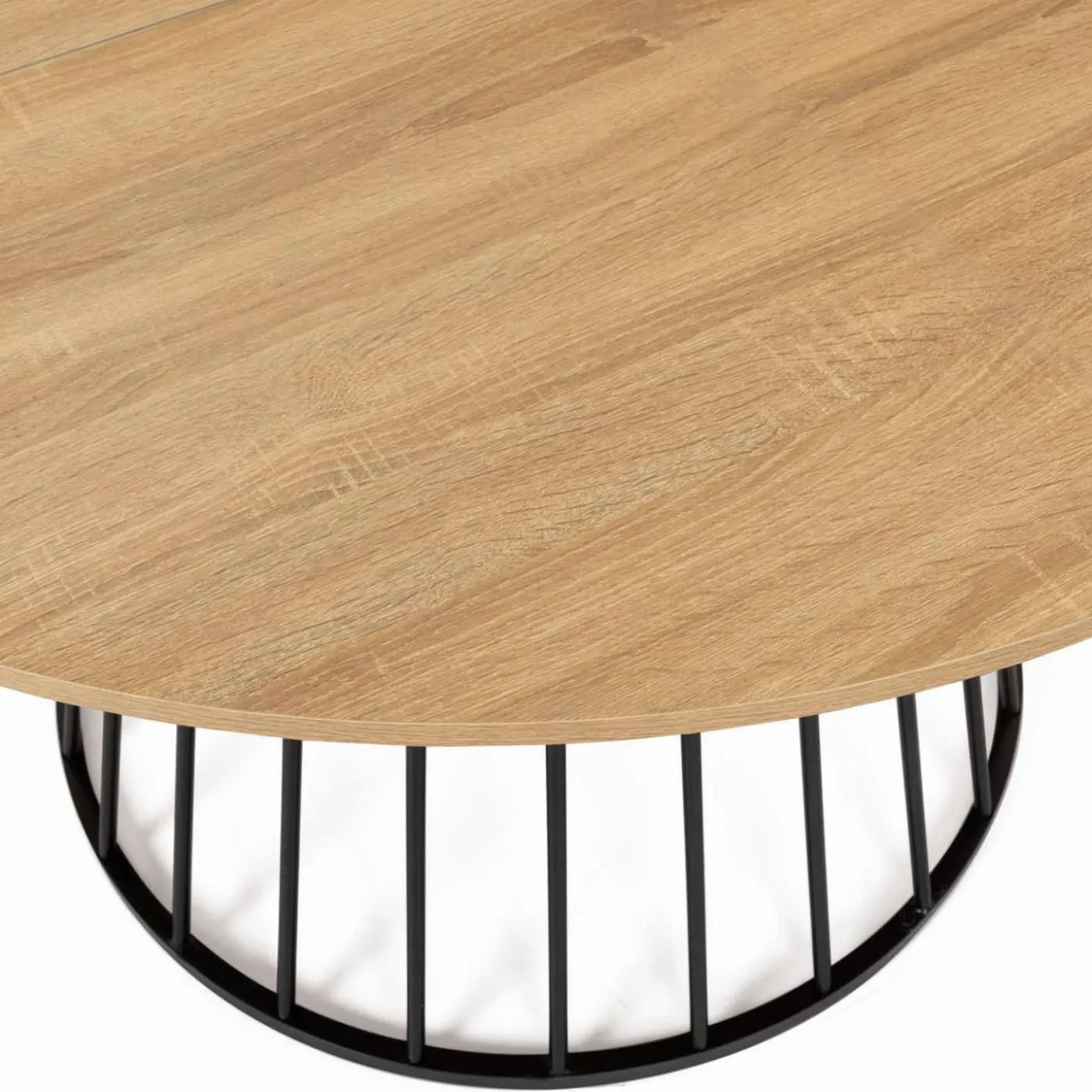 Table ronde pied filaire bois et noir 6 personnes