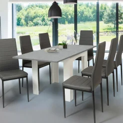 Table salle à manger extensible façon béton ciré
