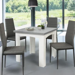 Table salle à manger extensible façon béton ciré