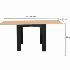 Table salle à manger extensible noire plateau façon hêtre