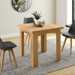 Table salle à manger extensible imitation hêtre