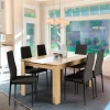 Table salle à manger moderne imitation hêtre et blanc