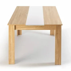 Table salle à manger moderne imitation hêtre et blanc