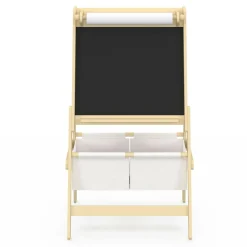 Tableau enfant 3 en 1 chevalet double face avec rouleau de papier et 2 paniers de rangement