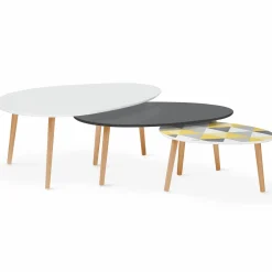 Tables basses de salon gigognes scandinaves ovales