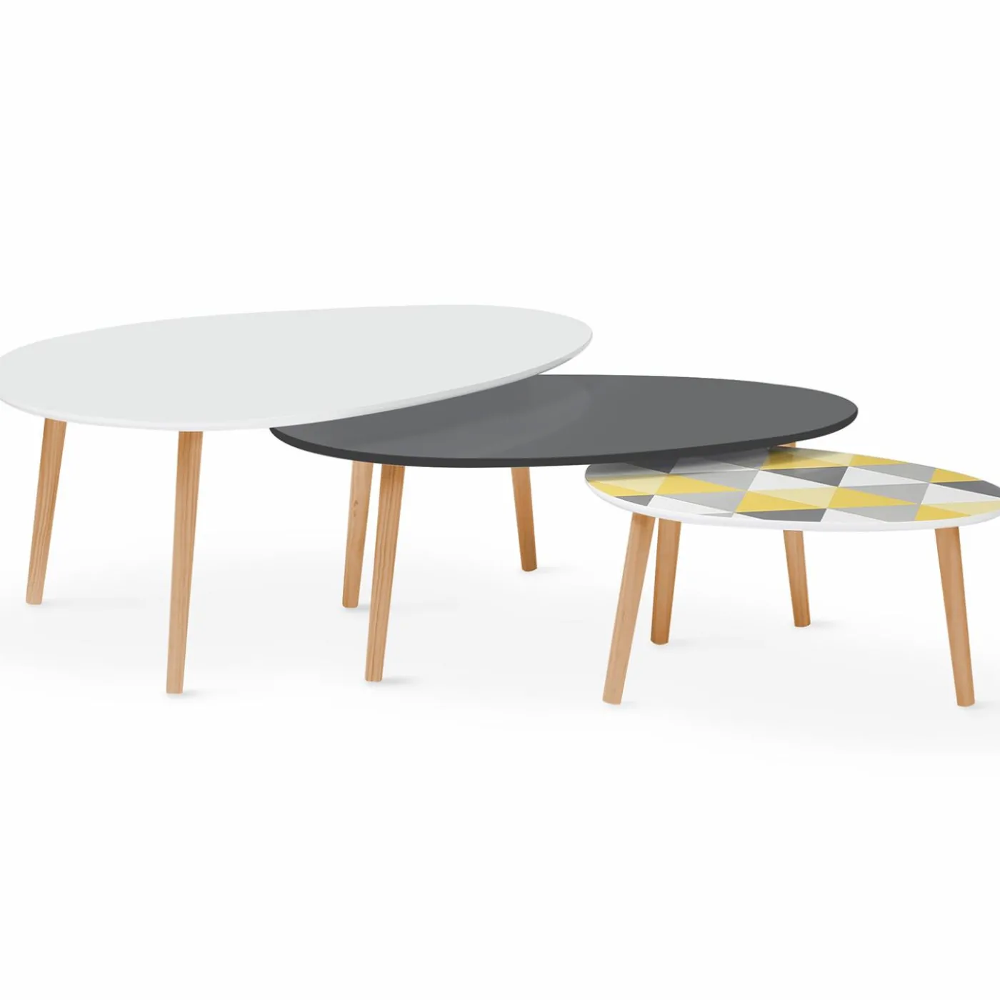 Tables basses de salon gigognes scandinaves ovales