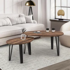 Tables basses gigognes bois et pied noir