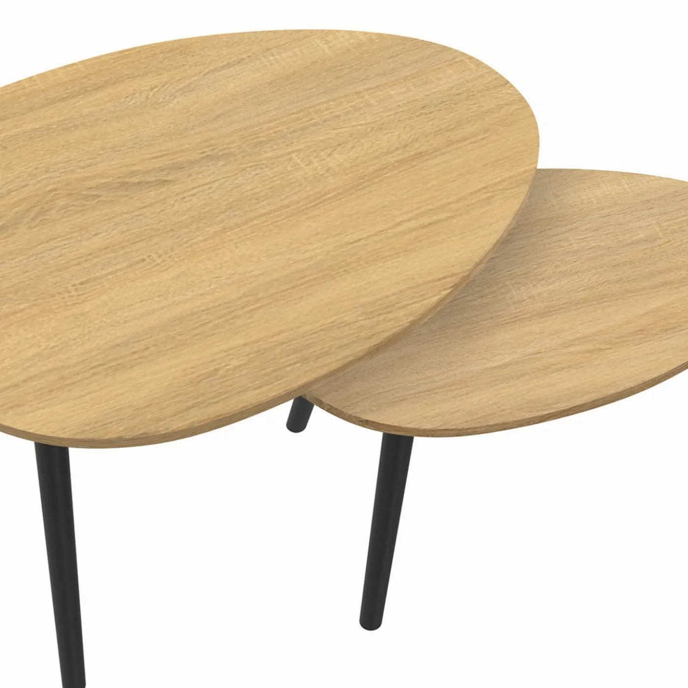Tables basses gigognes scandinaves bois et noir - lot de 2