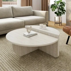 Tables basses rondes effet travertin